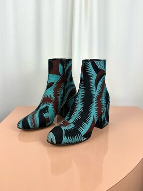 Dries Van Noten 2017 Jacquard Ankle Boots 38.5 Made in Italy w/ Box
